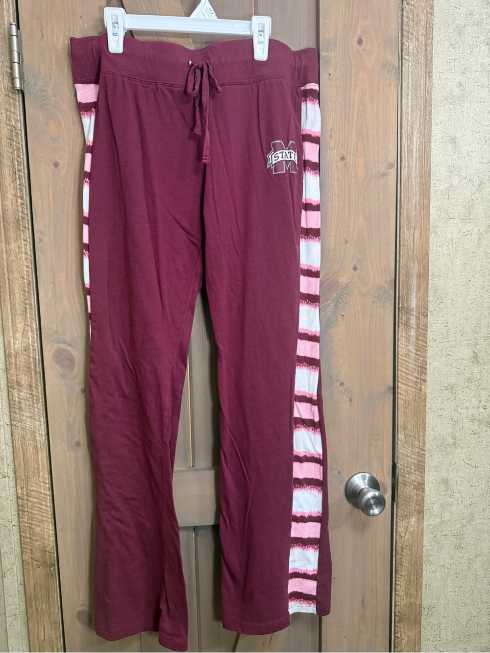 Bundle 2/$10 Maroon Pajama Lounge Pants with Pink Stripe Side Panels